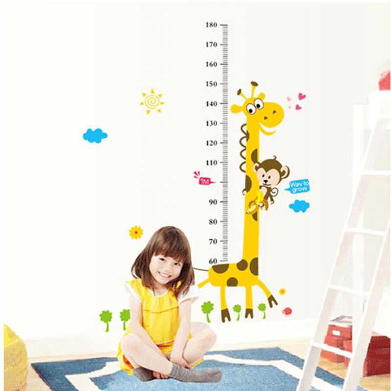 NieNie Sticker Wallpaper Dinding Cartoon Giraffe Ruler 50x70cm - CZ64