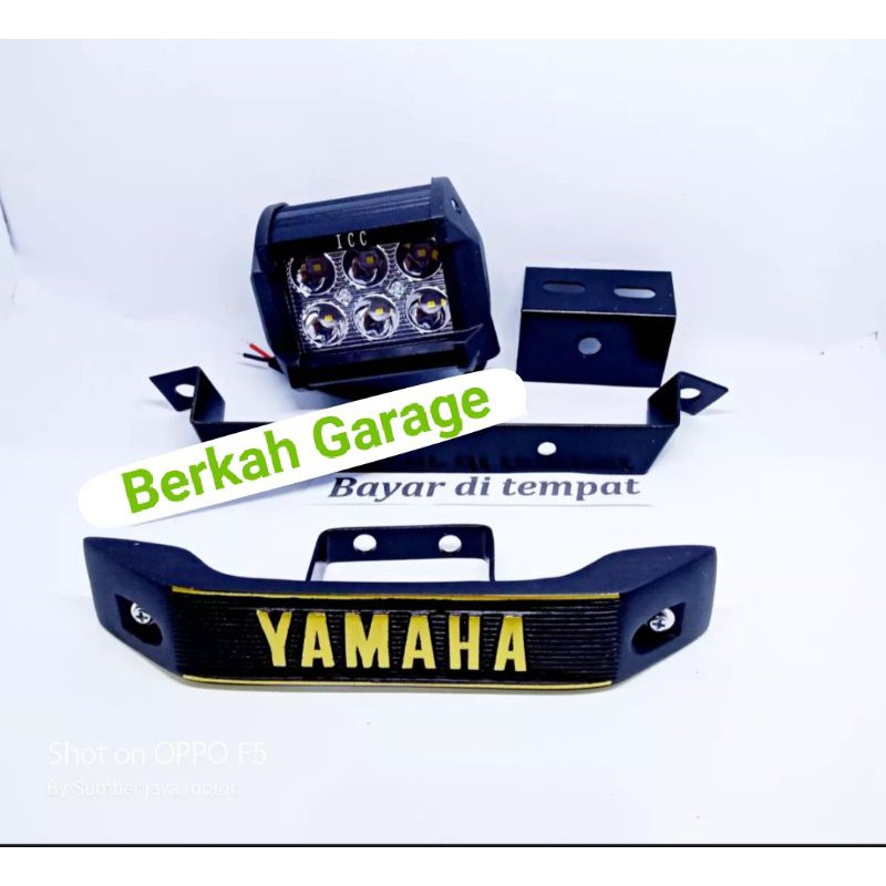 Paket Hemat Lampu Depan Rx-King Cre 6 Led Breket Atas Lampu Tembak Plus Kumis Yamaha Gold Full Set