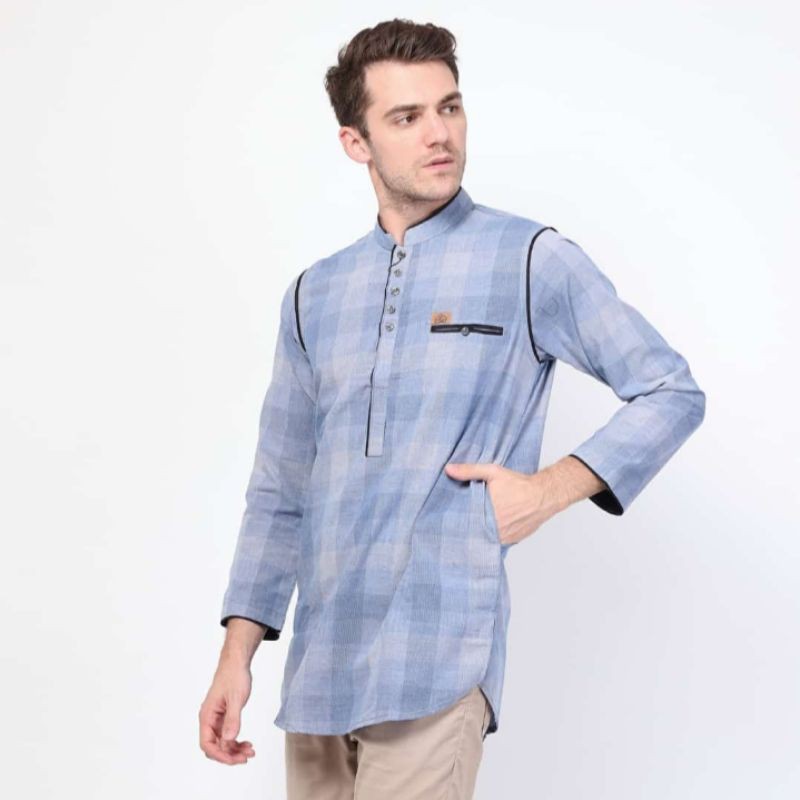 Kurta RAJAIE motif kotak lengan panjang