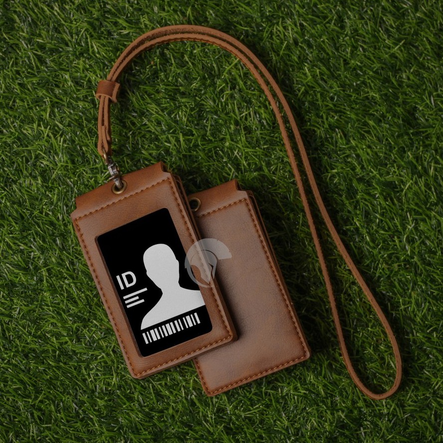 

FIRSTHAND Gantungan Nama Souvenir Kantor Murah ID Card Front Coklat Lanyard Murah Name Tag Kulit