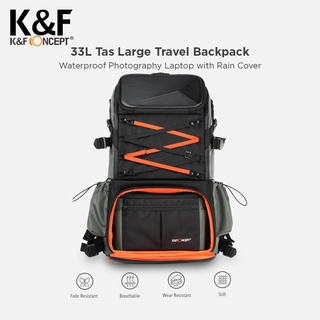 K&F Concept 33L Tas Large Travel Backpack Waterproof Photography Laptop with Rain Cover KNF Concept