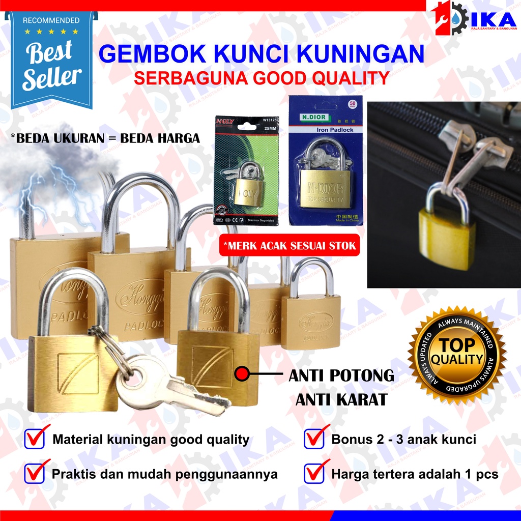 Gembok Mini Koper 15 20 25 30 40 50 mm Dua Kunci Bagasi Tas Travel Kuningan / Gembok Stanless Anti Karat/Anti Maling/Gembok Anti Rust/Gembok Anti Cut Gembok Pintu 15mm  20mm / 25mm / 30mm / 40mm