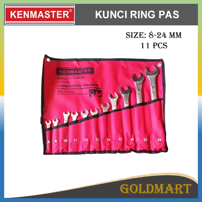 Kunci Ring Pas Set (11 pcs) Kenmaster 8-24 mm CR-V