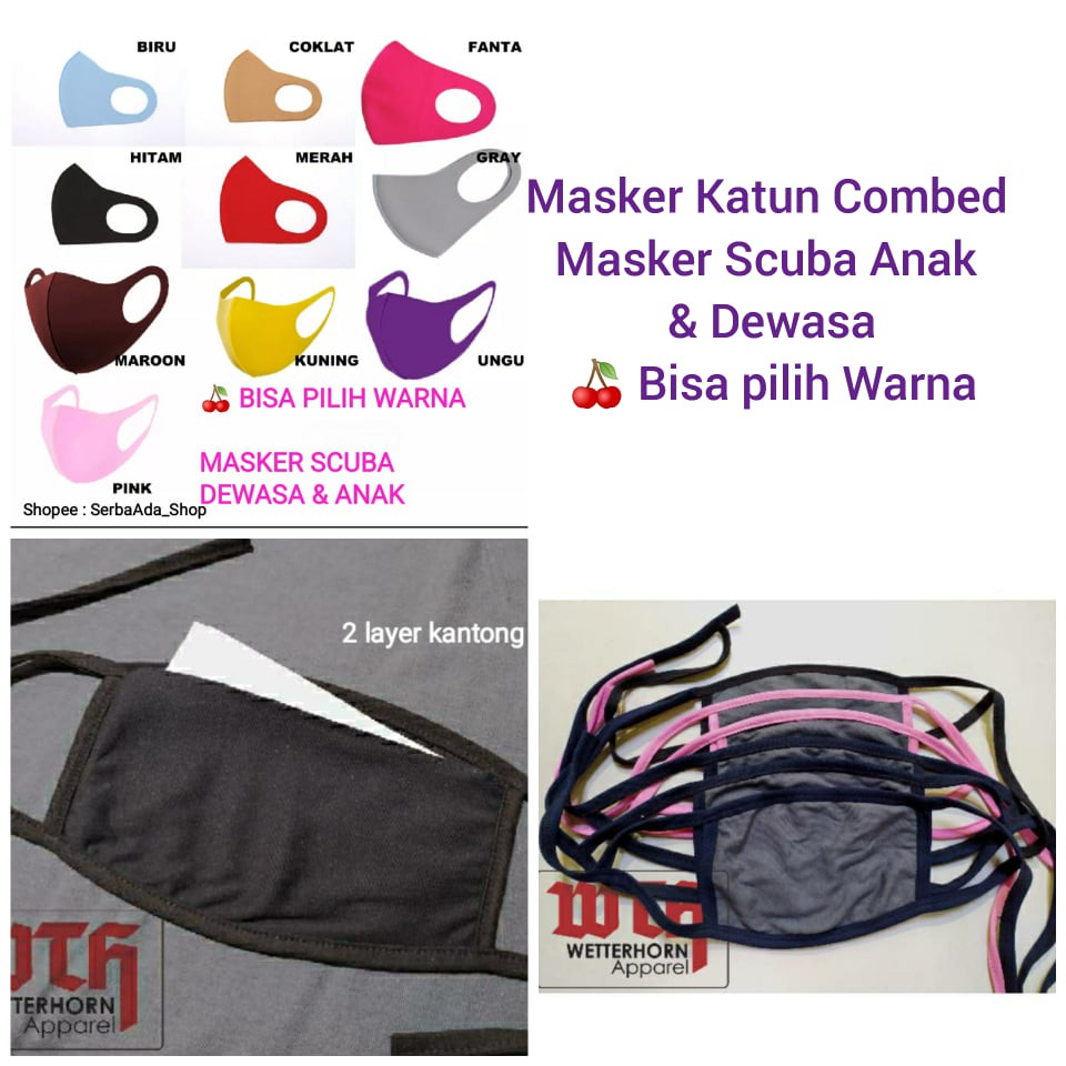 Masker Katun Combed - Scuba Dewasa dan Anak