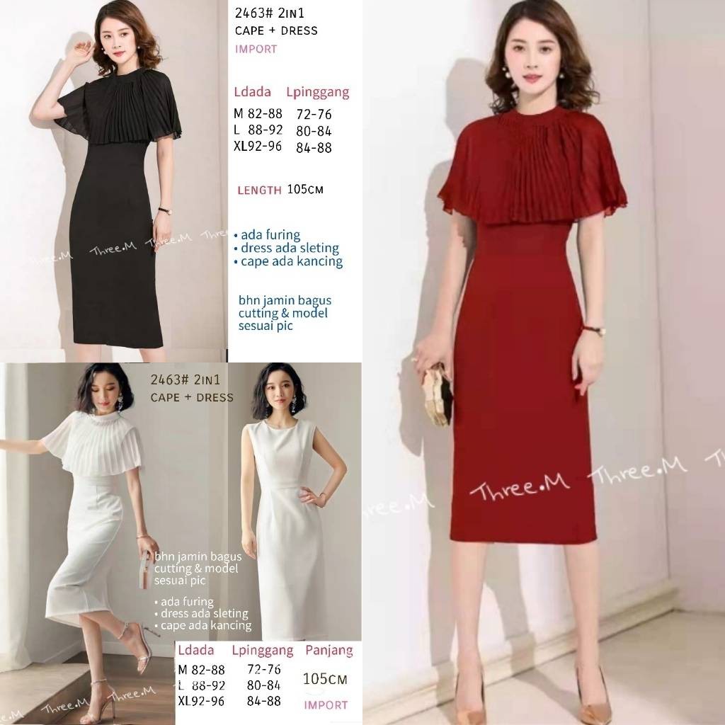 Dress caped 2in1 import - Thejanclothes