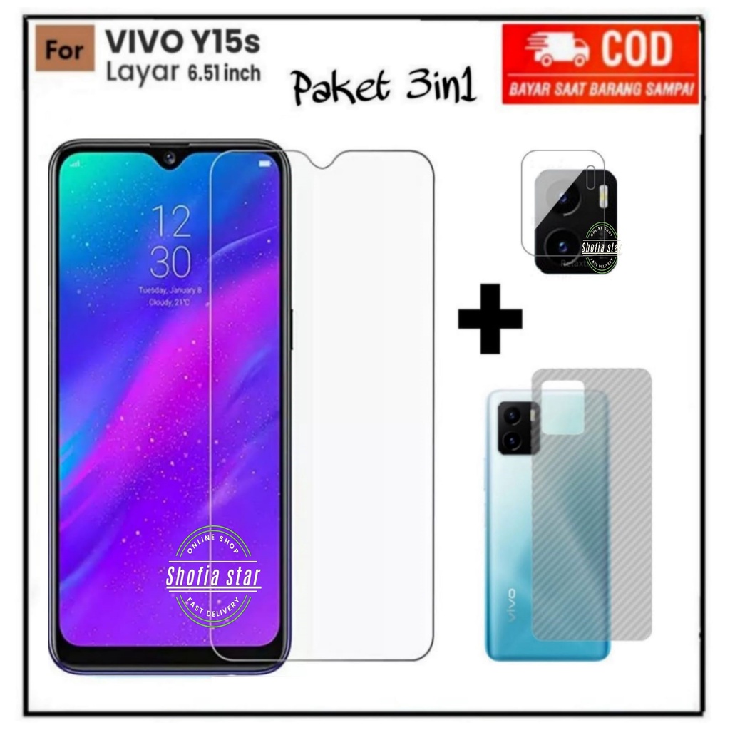 PAKET 4IN1 CASE VIVO Y15S Y01 SOFT CASE SHOCKPROOF TRANSPARAN CASING PROTECT CAMERA