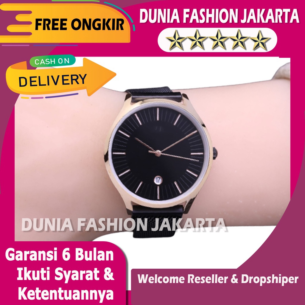 Jam Tangan Wanita Analog R8-6757 Tanggal Aktif Tali Rantai Bulat Pasir Magnet Original Garansi 6 Bul