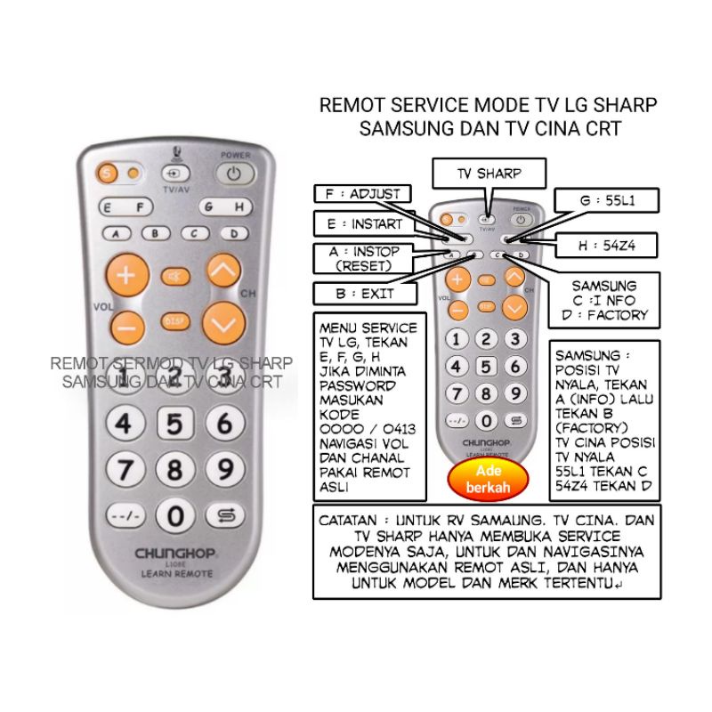 Remot Master LG Buka Service Mode