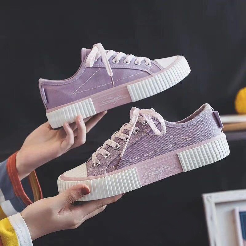 Sepatu Wanita Canvas Casual Style Terbaru Kekinian Sepatu Cewek Kanvas Tali Pelajar Viral Modis Korea Terbaru Fashion
