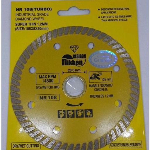 MATA POTONG KERAMIK NIKKEN TURBO RESIBON 4&quot;/DIAMOND WHEEL/MATA PISAU POTONG SUPERTHIN BAGUS