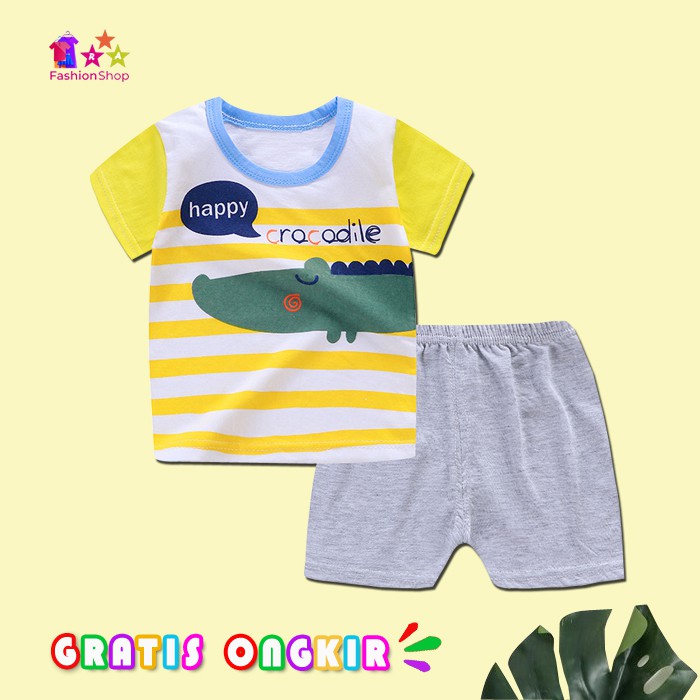 Setelan anak cowok/kaos anak/setelan kaos anak anak lucu motif crocodile