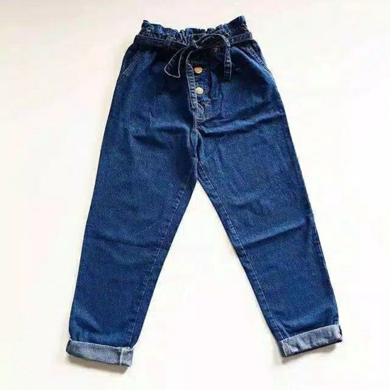 CELANA JEANS WANITA MOUOREEN BF BOYFRIEND CUT CROP UNFINISHED FRINGE CPTR 013 PINOKIO PANTS