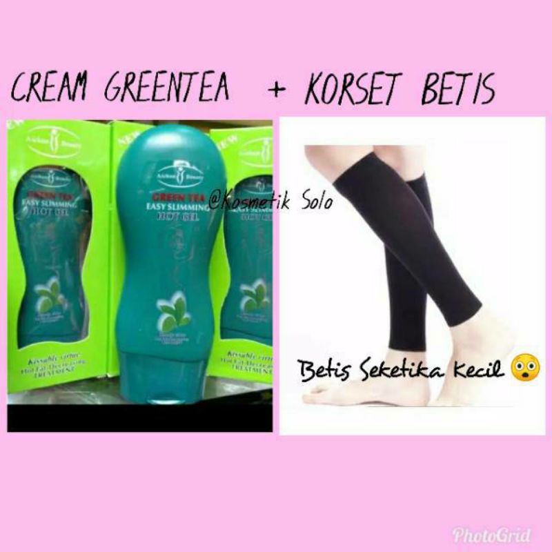 Cream Pelangsing Greentea Korset Betis / Paket Krim Pelangsing