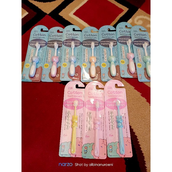 sikat dan pasta gigi bayi cotton toothbrush mini soft dan pepsodent