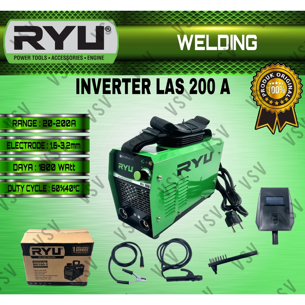 RYU RII200-1 Inverter Las IGBT 200A Mesin Travo Las Listrik Travo Welding