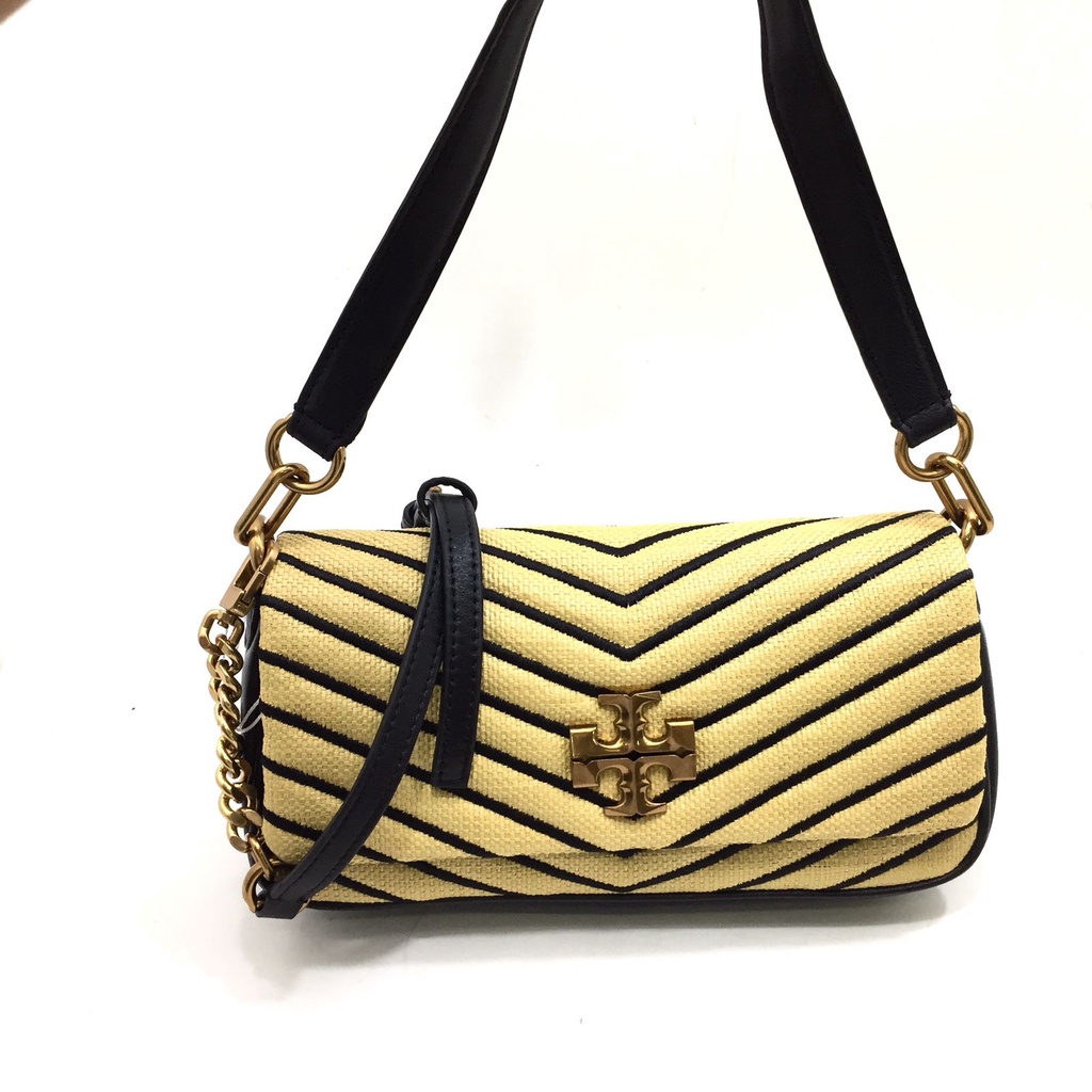 TORY BURCH Kira Chevron Soft Straw Small Flap Shoulder Bag