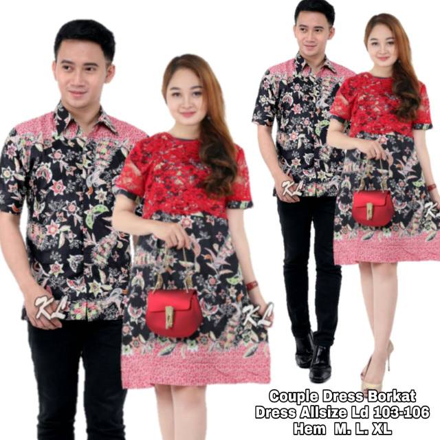 COUPLE DRESS BROKAT DRESS BATIK MIX BROKAT