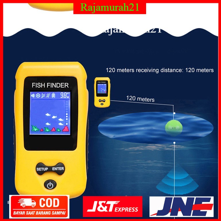 Pelacak Ikan Portable Sonar Fish Finder Cable 4x4 Inch Display 100M - OMTHU9YL