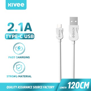 Kivee Kabel Data Android Type-C USB Fast Charging Samsung Xiaomi Oppo Vivo White 2.1A