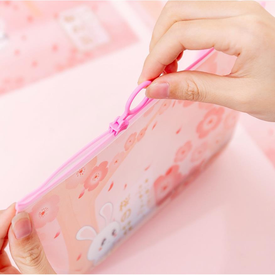 COD KOTAK PENSIL TRANSPARAN MOTIF KAWAI RABBIT LUCU UNIK / KOTAK PULPEN / TEMPAT ALAT TULIS PP105-5