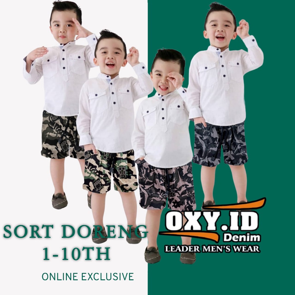 Celana pendek anak motif doreng unisex cowo cewe 1 - 10th