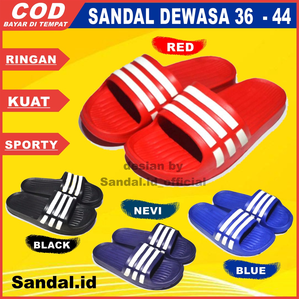 Sandal Slop Pria Oriental Oricon garis 3 Sendal Selop Cowok Terbaru Bahan Karet Size 36 - 44