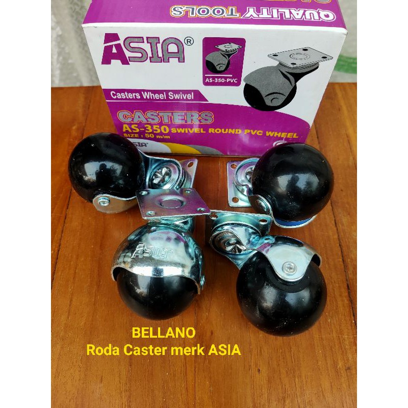 Roda caster atau roda bulat atau roda etalase merk Asia