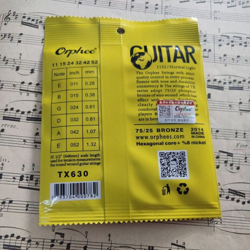 Senar gitar akustik ORPHEE TX620 /Acoustic Guitar Strings Orphee 10-47