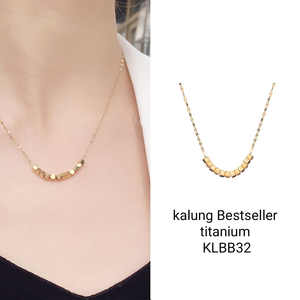 COD! kalung titanium wanita kotak variasi anti karat import