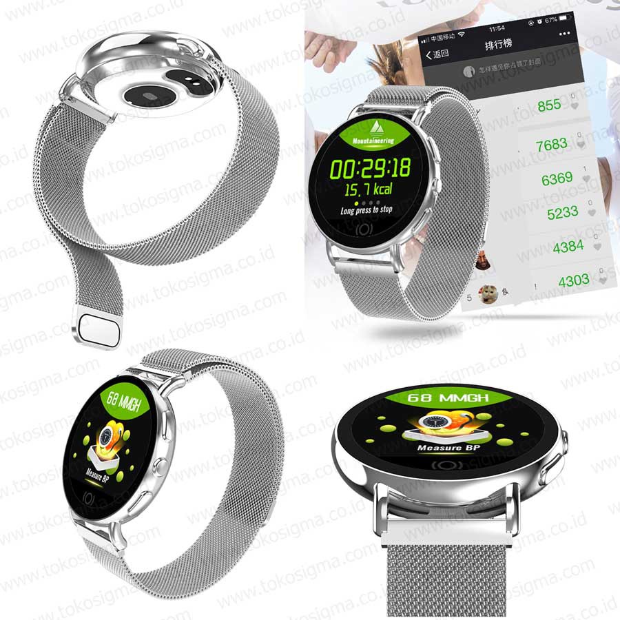 Bracelet Smart Watch WearFit T7 Health O2 blood pressure App Reminder - strap stainless Magnet