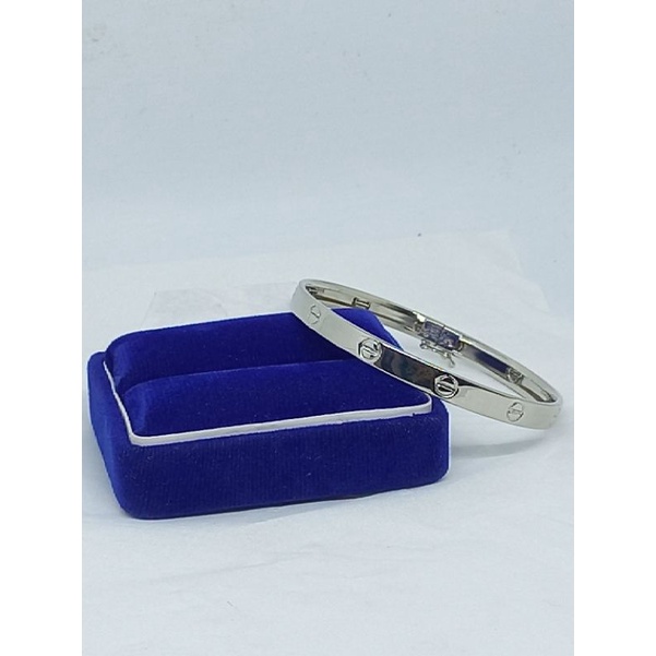 GELANG BANGLE CART*R POLOS /GELANG PERAK ASLI SILVER 925 LAPIS EMAS/GELANG FASHION WANITA IMPOR TERBARU