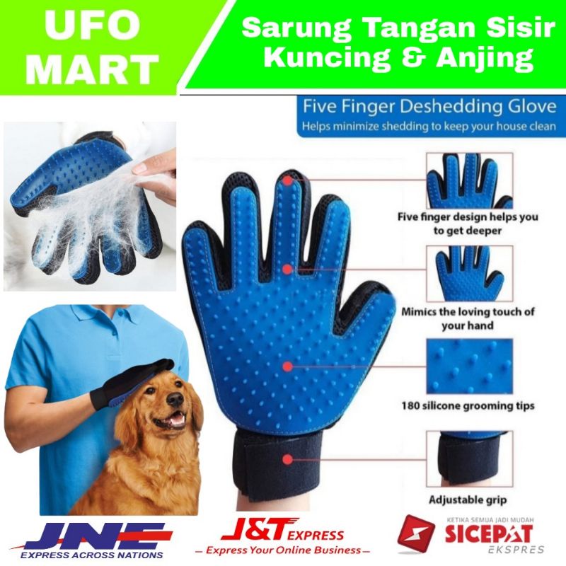 sarung tangan pengangka bulu kucing anjing perapi saat mandi true touch Pet Glove