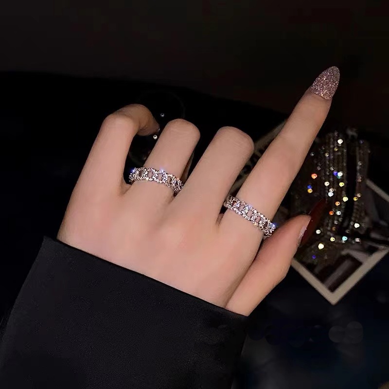 Cincin Model Terbuka Bahan Metal Desain Geometri Gaya Jepang / Korea Untuk Wanita