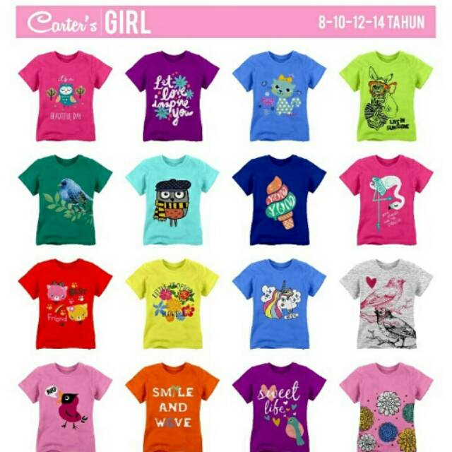 Kaos Oblong Harian Anak Girl Usia 2-10 Tahun