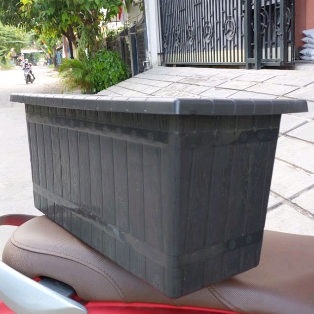 FORTUNA PLAST 8850 (M) 50x23x22,5cm : pot bunga segi panjang tinggi motif gentong kayu bagus