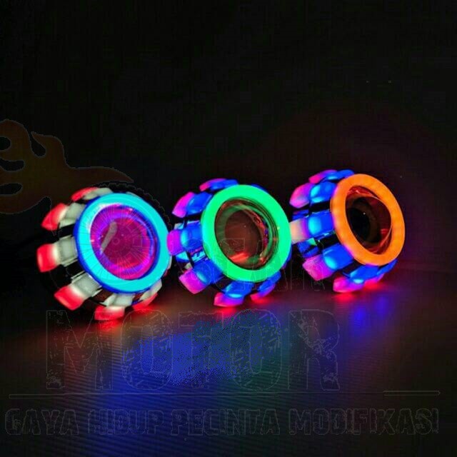 LAMPU DEPAN PROJIE V10 UBUR UBUR MINI BOHLAM LED LONG STAY FLASH HEADLAMP RAINBOW RUNING motor motor