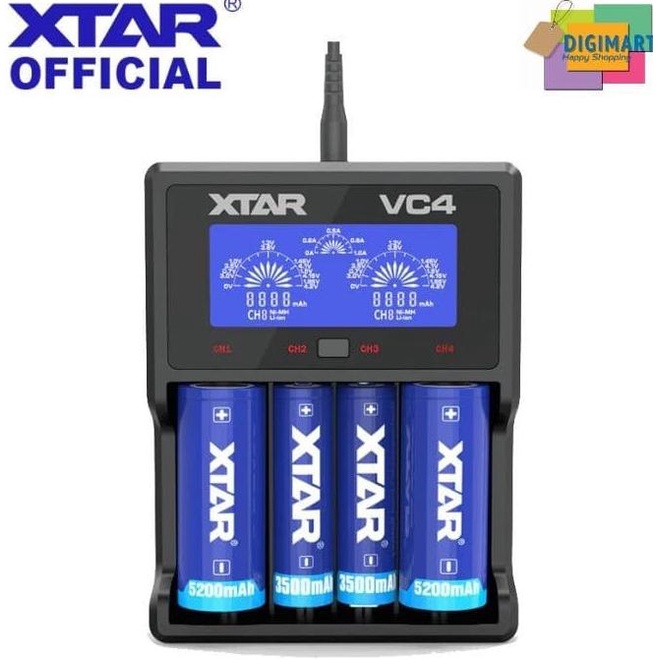 Xtar Vc4, 4 Slot Battery Charger For Li-Ion & Ni-Mh With Lcd