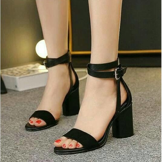 Heelswanita Import Sepatuheels Heels Wanita Heelscewek Murah G25E9  Big Heels Hak Tahu Pedro Hitam -
