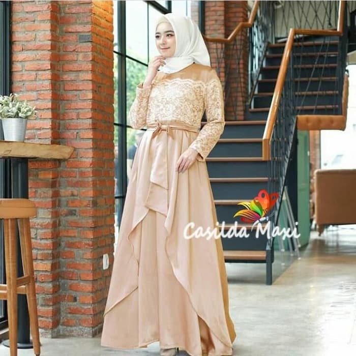 GAMIS PESTA TERBARU MAXI CASILDA GOLD BAJU GAMIS WANITA GAMIS PESTA TERBARU MAXI CASILDA GOLD BAJU GAMIS WANITA