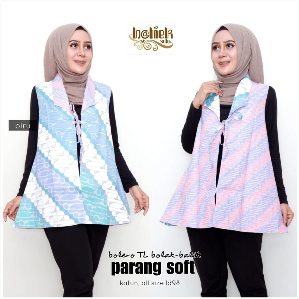 Bolero TL Bolak Balik Parang Soft Outer Cardi Pastel 2in1 Modern Seragam Kantor Cardigan