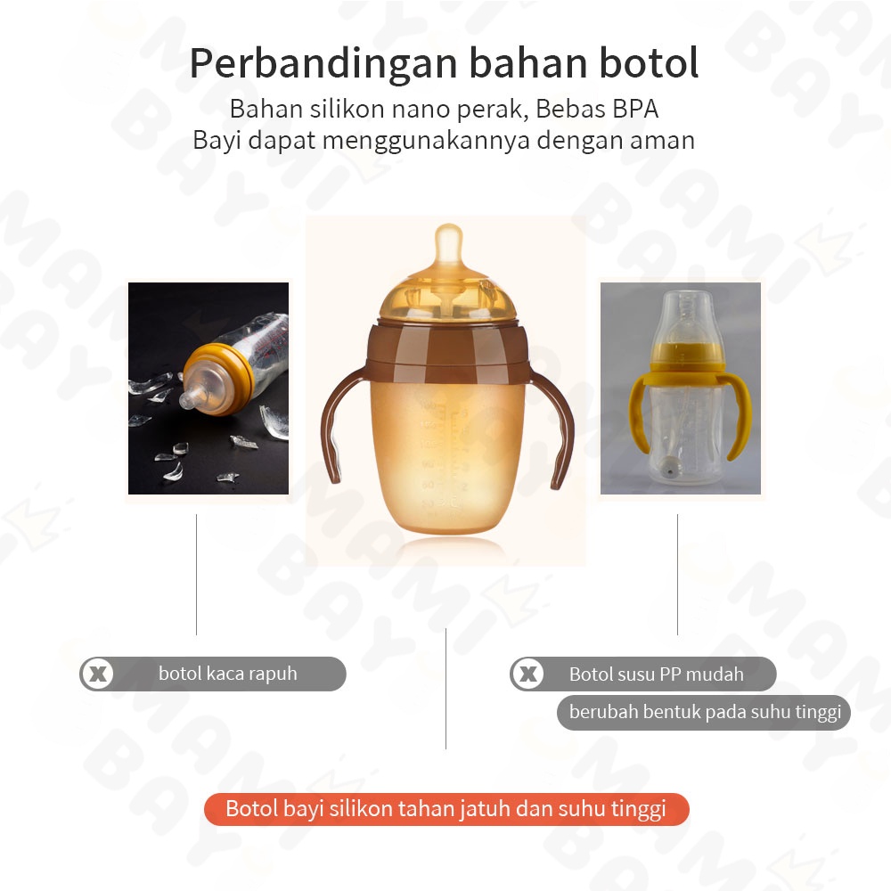 OKEYI Piko bello botol susu bayi lembut anti kolik leher lebar botol bayi bahan nano perak BPA free