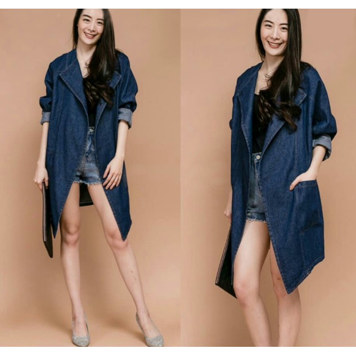 BLAZER -  [Blazer Vinetta Navy SW] blazer wanita semi jeans navy