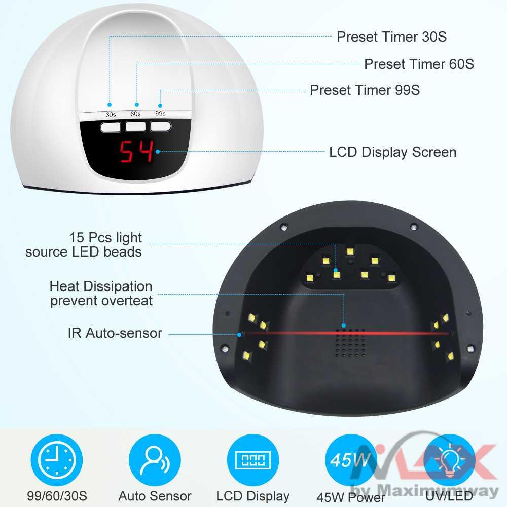 Pengering Kutek Kuku Gel Nail Art 54W PROFESIONAL Smart Portable Lampu UV LED Nail Dryer YZ23 54W Manicure Lamp Third Gear Timing Smart Grill LED Dual Light Source Nail Phototherapy Machine Nail Lamp Hot-selling nail art dryer LED nail art lamp UV lamp