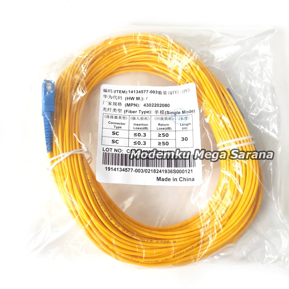 Kabel Fiber Optik Patchcord SC-UPC SingleMode 20 25 30 Meter