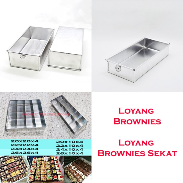 Loyang kue Brownies | Loyang Persegi Panjang Loyang Cake Loyang brownies sekat Aluminium Loyang Skat