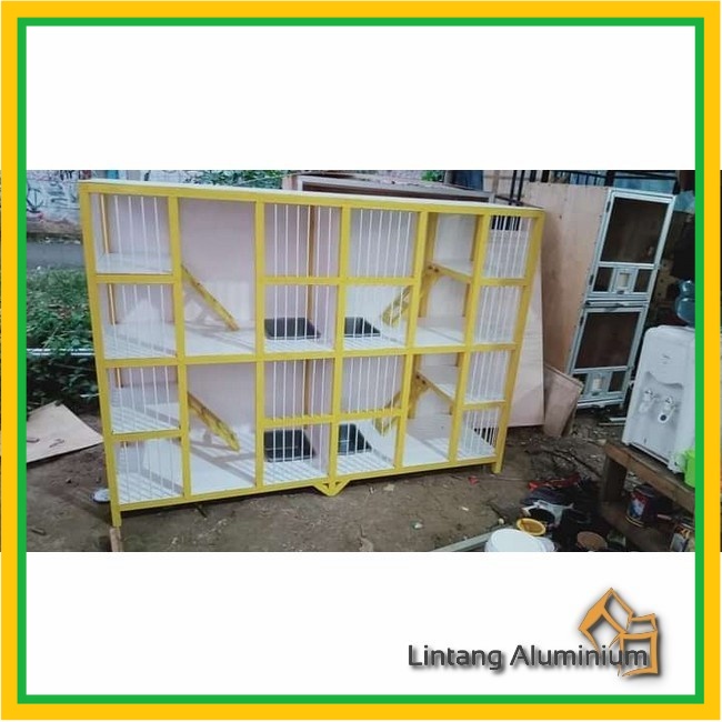 Kandang Kucing Aluminium/4 Kamar kuning Cantik