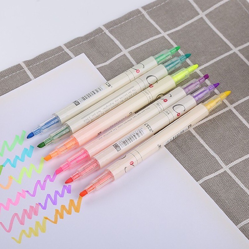 

1 Set (6 Warna) Highlighter / Stabilo Warna Warni 2 Sisi