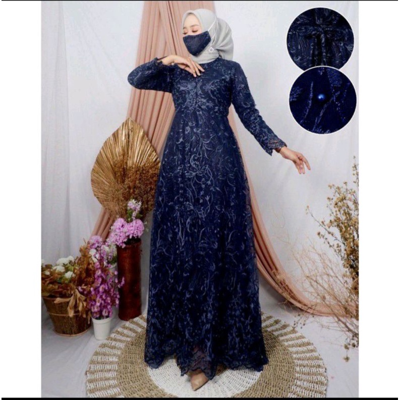 GAMIS MODERN BROKAT TULLE AJC 1/GAMIS TERBARU/GAMIS MUSLIM-5