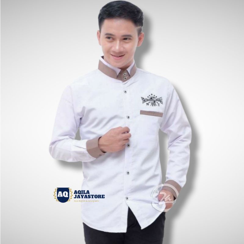 Baju Koko Pria Dewasa Lengan Panjang bordir nu | Koko Pria Dewasa Putih Nu