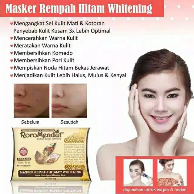 Jual ( MINI SIZE 20gr ) MASKER PEMUTIH RORO MENDUT REMPAH HITAM